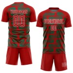 Custom Red Kelly Green-White Line Sublimation Soccer Uniform Jersey Custom Red Kelly Green-White Line Sublimation Soccer Uniform Jersey