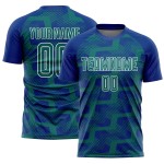 Custom Royal Teal-White Line Sublimation Soccer Uniform Jersey Custom Royal Teal-White Line Sublimation Soccer Uniform Jersey