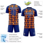 Custom Royal Bay Orange-White Line Sublimation Soccer Uniform Jersey Custom Royal Bay Orange-White Line Sublimation Soccer Uniform Jersey