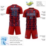 Custom Red Navy-White Line Sublimation Soccer Uniform Jersey Custom Red Navy-White Line Sublimation Soccer Uniform Jersey