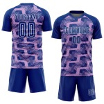 Custom Royal Light Purple-White Line Sublimation Soccer Uniform Jersey Custom Royal Light Purple-White Line Sublimation Soccer Uniform Jersey