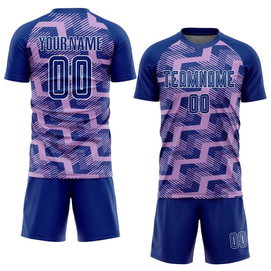 Custom Royal Light Purple-White Line Sublimation Soccer Uniform Jersey Custom Royal Light Purple-White Line Sublimation Soccer Uniform Jersey