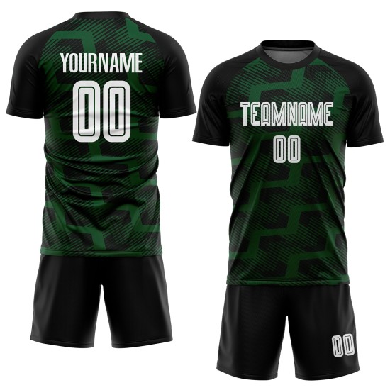 Custom Black White-Green Line Sublimation Soccer Uniform Jersey Custom Black White-Green Line Sublimation Soccer Uniform Jersey